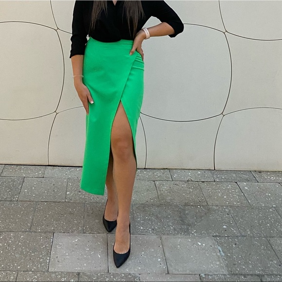 ZARA SLIT WRAP SKIRT - Picture 1 of 6